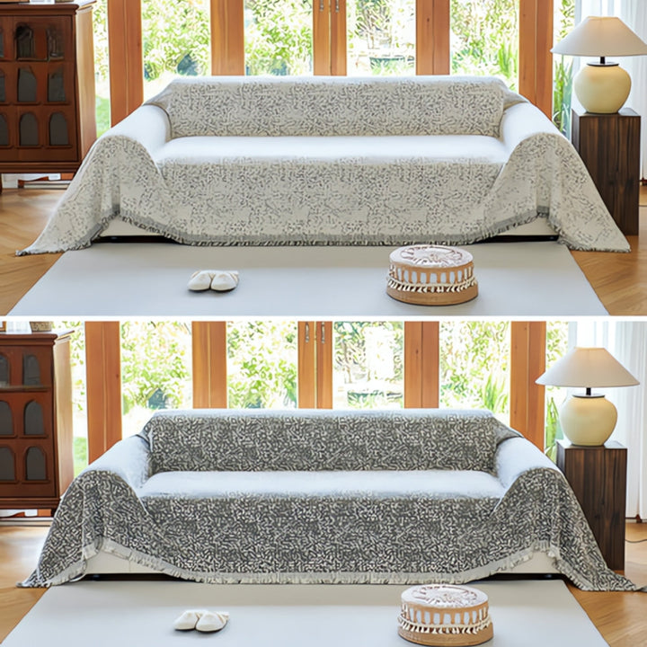 NordWeave: Copridivano reversibile in stile Boho – Rivestimento per divano scandinavo in cotone e microfibra