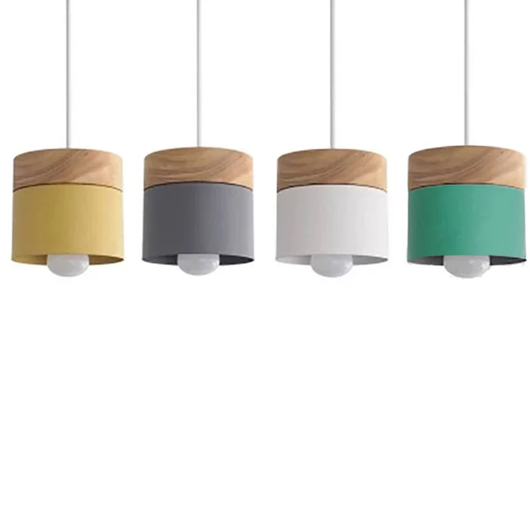 NordiLicht: Lampada a sospensione in legno e metallo – Luce di design colorata per camere dei bambini e angoli lettura
