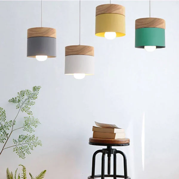 NordiLicht: Lampada a sospensione in legno e metallo – Luce di design colorata per camere dei bambini e angoli lettura