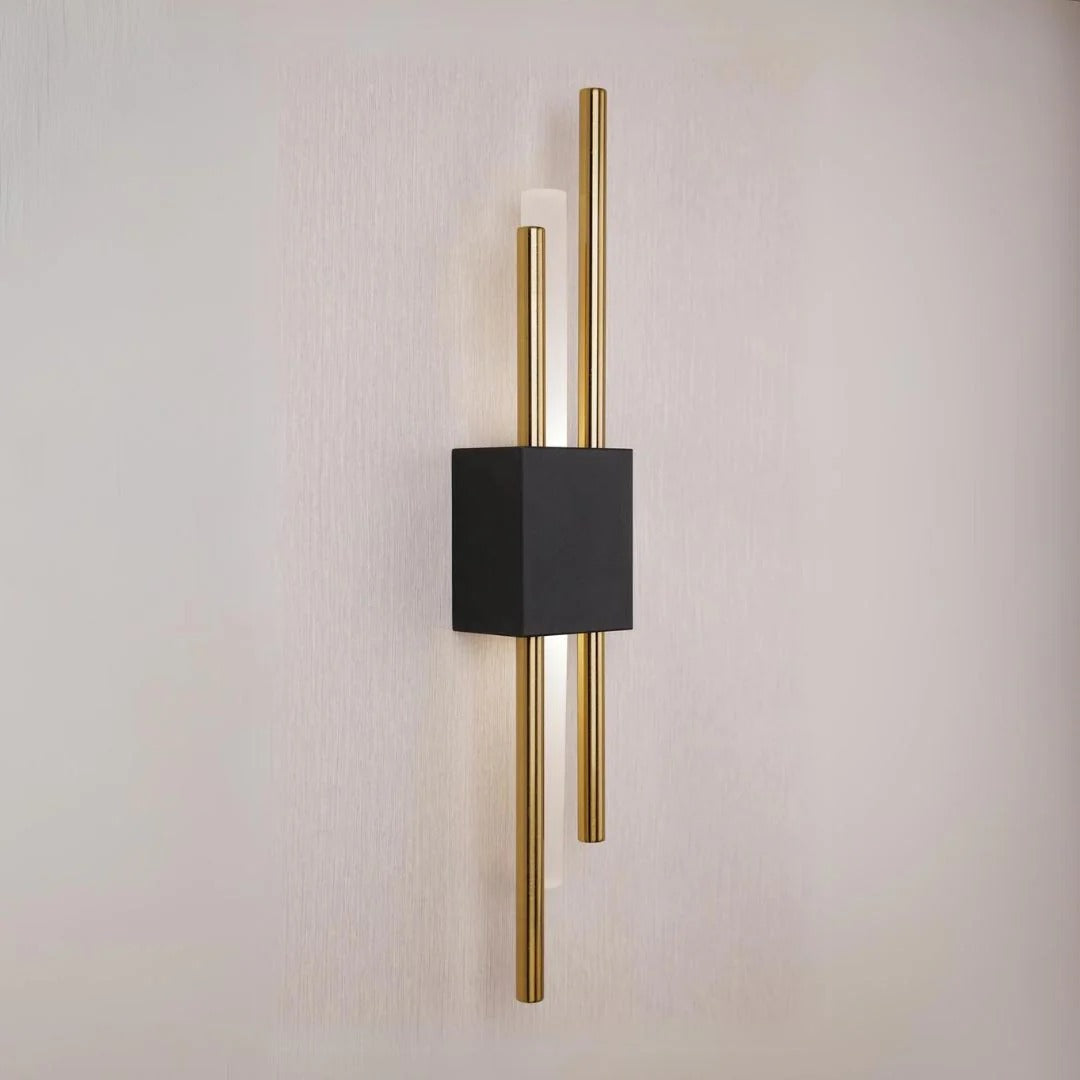 NordicGlanz: Applique LED nera moderna – design lussuoso con oro per soggiorno e sala da pranzo