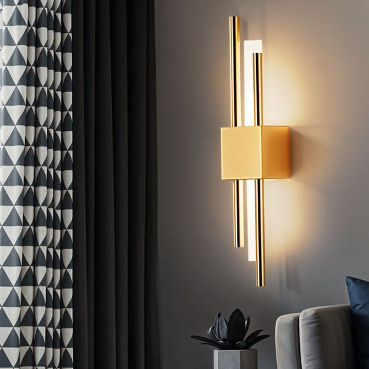 NordicGlanz: Applique LED nera moderna – design lussuoso con oro per soggiorno e sala da pranzo