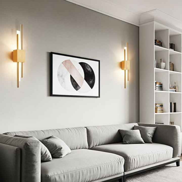 NordicGlanz: Applique LED nera moderna – design lussuoso con oro per soggiorno e sala da pranzo