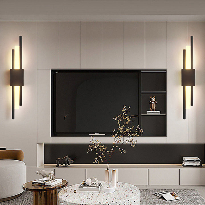 NordicGlanz: Applique LED nera moderna – design lussuoso con oro per soggiorno e sala da pranzo