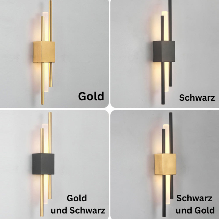 NordicGlanz: Applique LED nera moderna – design lussuoso con oro per soggiorno e sala da pranzo