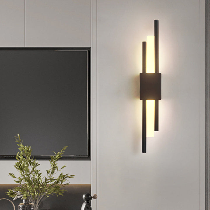 NordicGlanz: Applique LED nera moderna – design lussuoso con oro per soggiorno e sala da pranzo