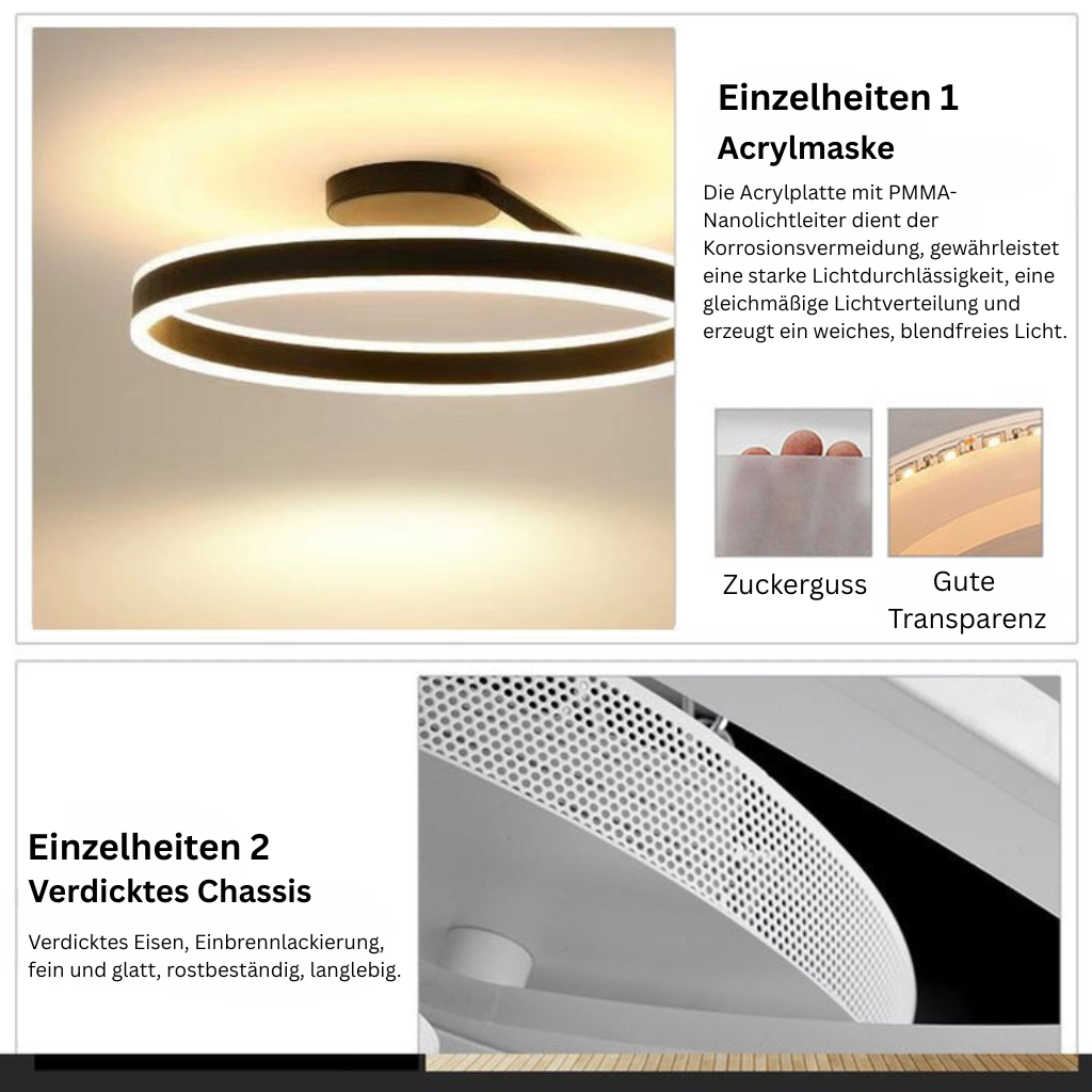 NordicLicht: Lampada da soffitto LED in metallo moderna e minimalista – elegante e luminosa per il soggiorno