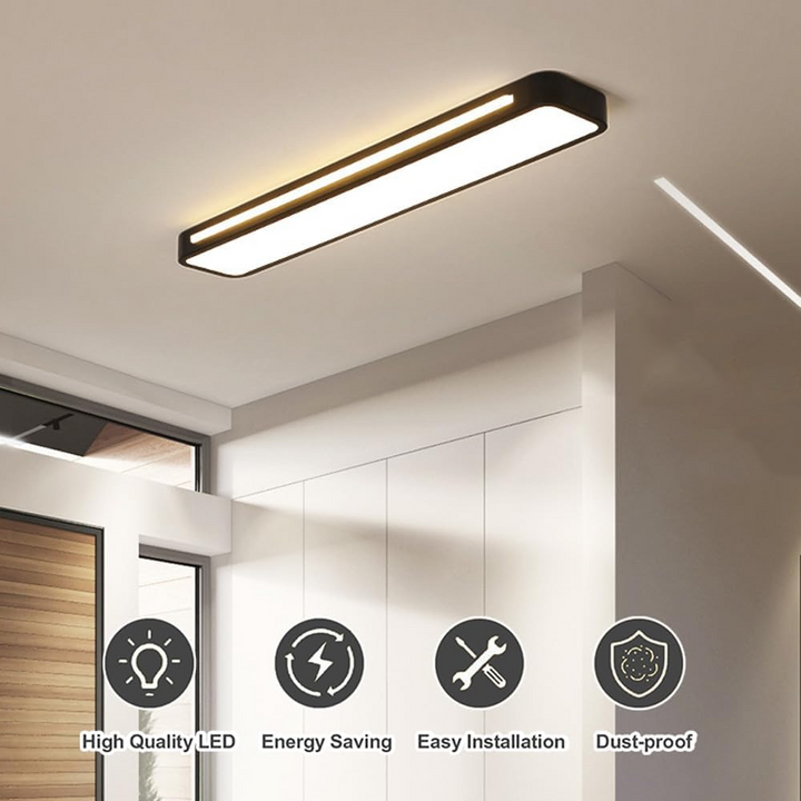 NordischeLinie: Lampada da soffitto LED lunga minimalista – moderna e stilosa per sala da pranzo e soggiorno