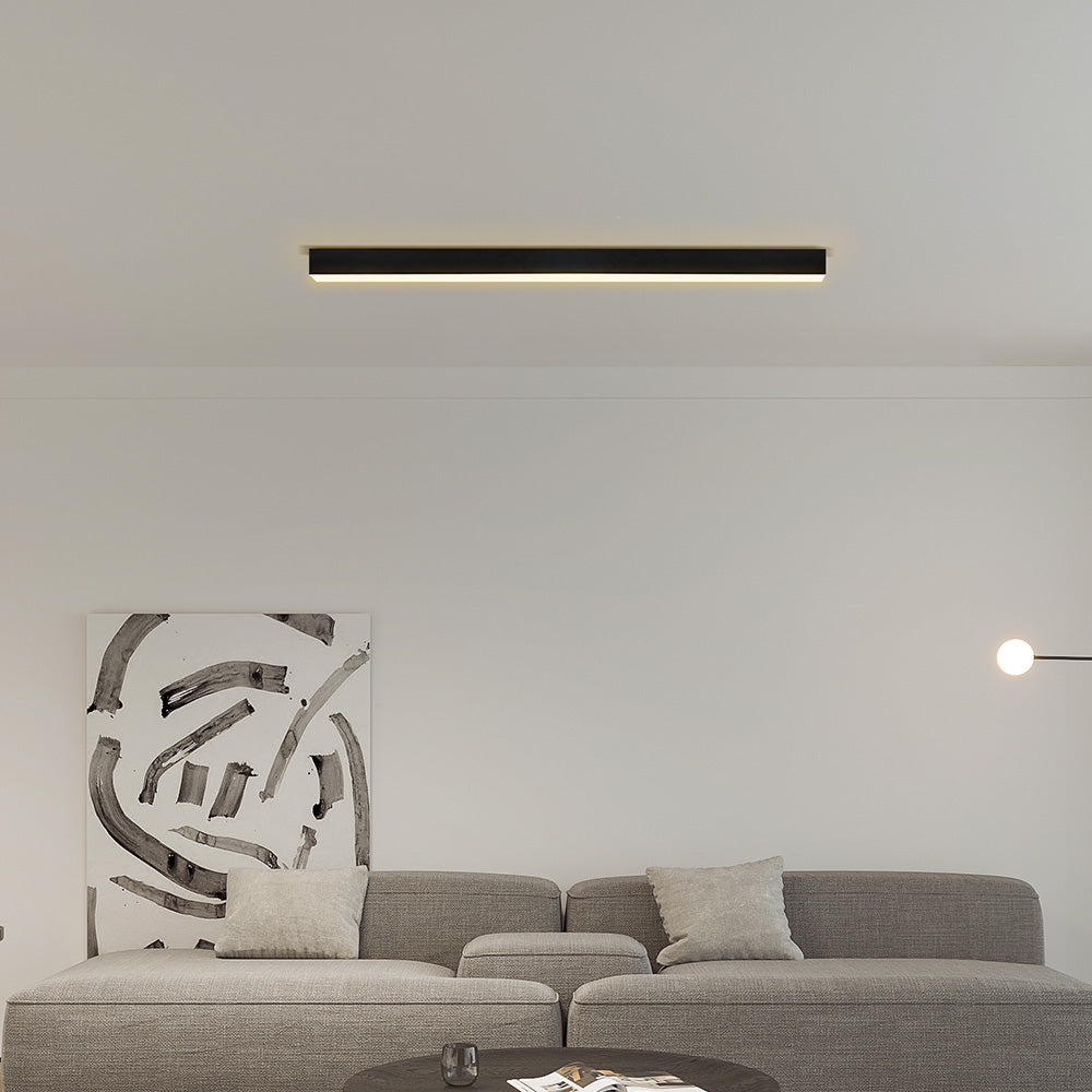 NordischerStrahl: Lampada da soffitto LED in alluminio nera allungata – moderna e funzionale per soggiorno e sala da pranzo