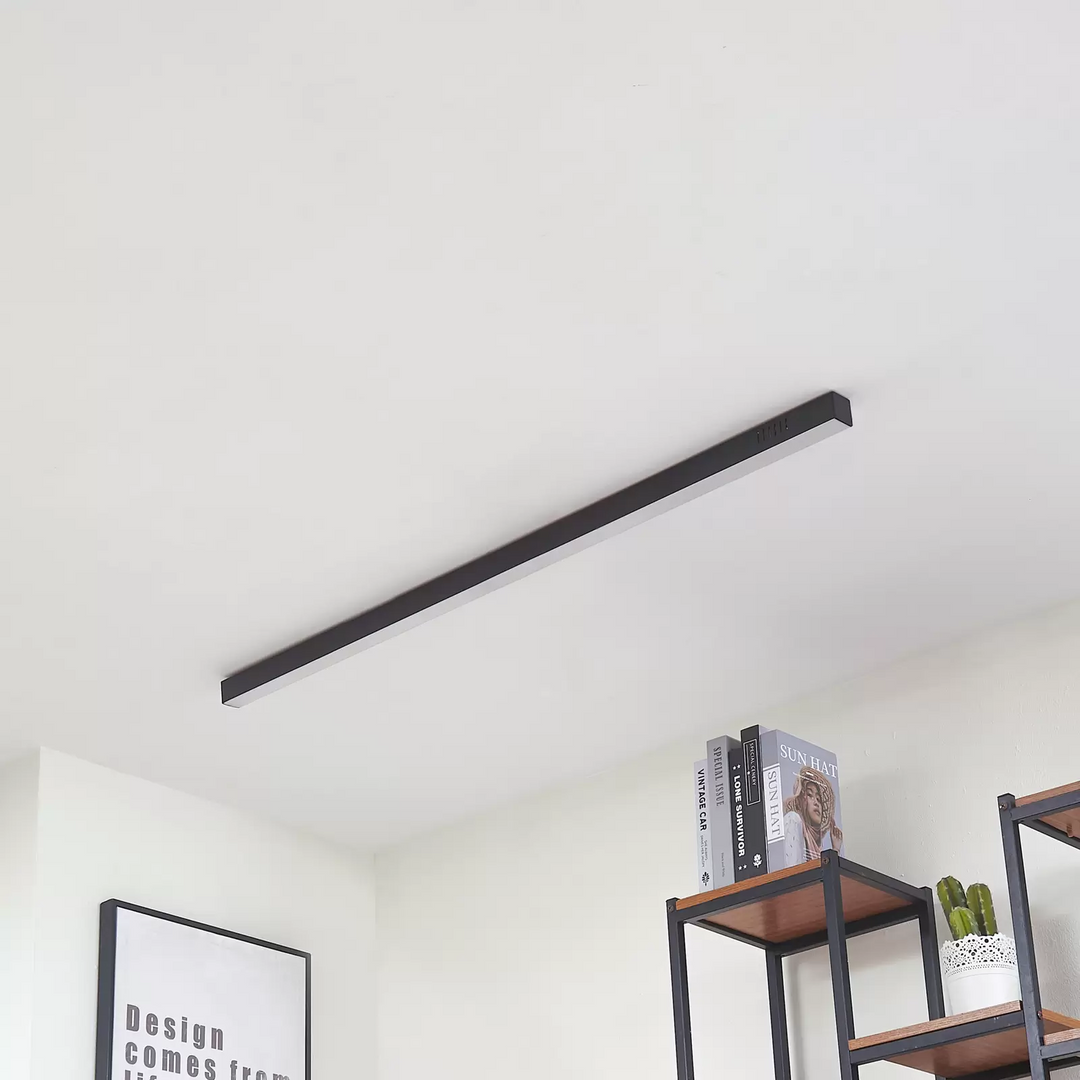 NordischerStrahl: Lampada da soffitto LED in alluminio nera allungata – moderna e funzionale per soggiorno e sala da pranzo
