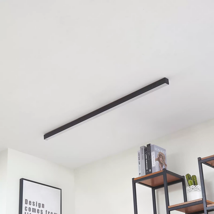 NordischerStrahl: Lampada da soffitto LED in alluminio nera allungata – moderna e funzionale per soggiorno e sala da pranzo