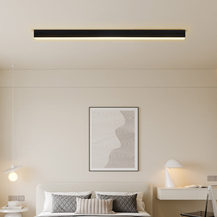 NordischerStrahl: Lampada da soffitto LED in alluminio nera allungata – moderna e funzionale per soggiorno e sala da pranzo