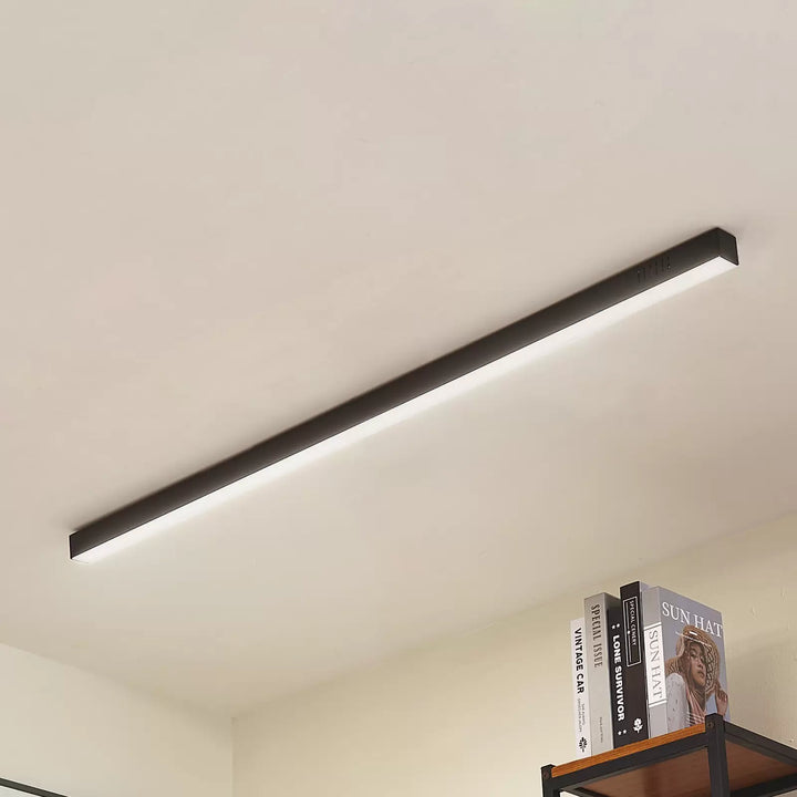 NordischerStrahl: Lampada da soffitto LED in alluminio nera allungata – moderna e funzionale per soggiorno e sala da pranzo