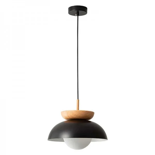 Nordiva: Lampada a sospensione in metallo e vetro con finitura in legno – per ambienti e uffici in stile scandinavo
