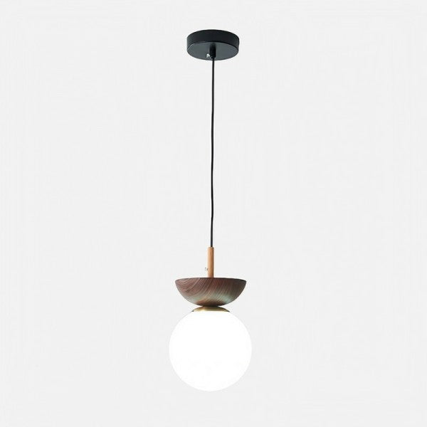 Nordiva: Lampada a sospensione in metallo e vetro con finitura in legno – per ambienti e uffici in stile scandinavo