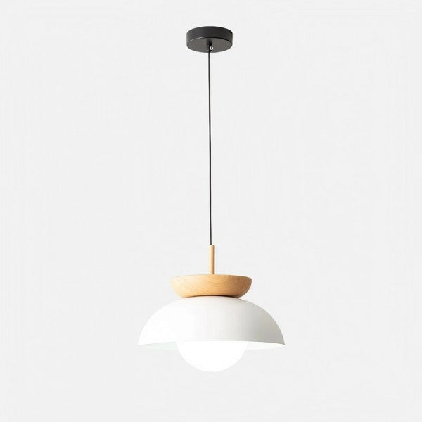 Nordiva: Lampada a sospensione in metallo e vetro con finitura in legno – per ambienti e uffici in stile scandinavo