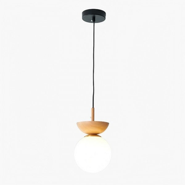 Nordiva: Lampada a sospensione in metallo e vetro con finitura in legno – per ambienti e uffici in stile scandinavo