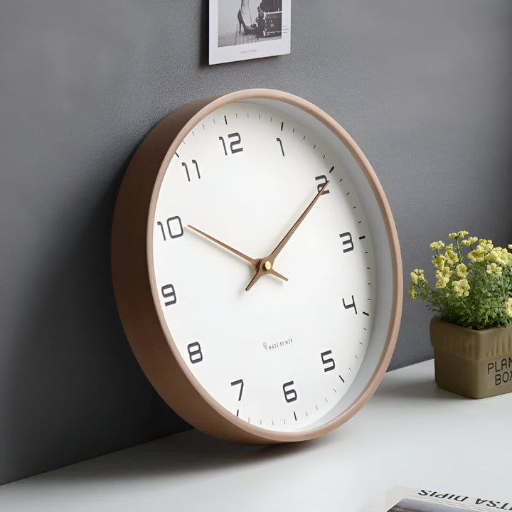 Norduhr: Orologio da parete rotondo in legno con movimento silenzioso e stile scandinavo – per ambienti moderni