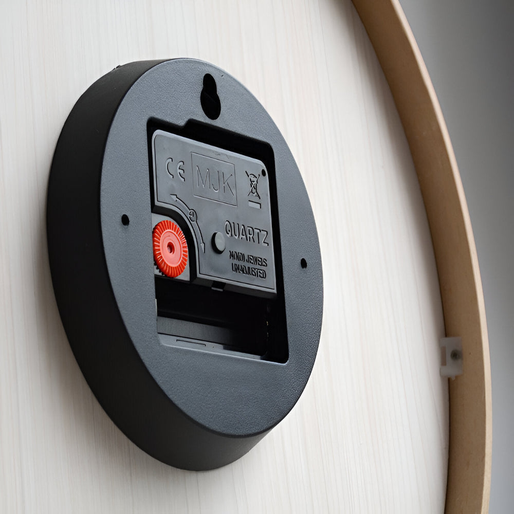 Norduhr: Orologio da parete rotondo in legno con movimento silenzioso e stile scandinavo – per ambienti moderni