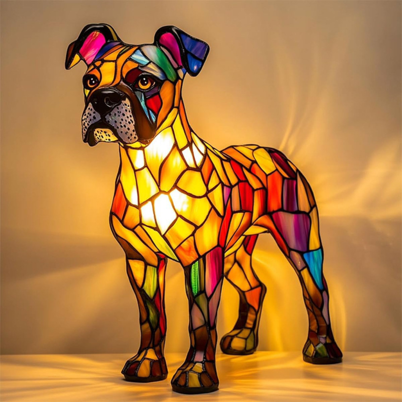 CompanionLight: Lampada da tavolo artistica a LED con razze canine popolari e porta USB – per mensole e comodini