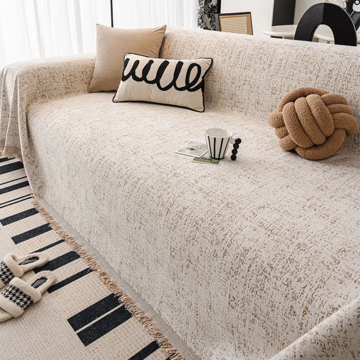 ChenilleEleganz: Copertura per divano in design jacquard con struttura spruzzata e comfort traspirante – per divano e soggiorno