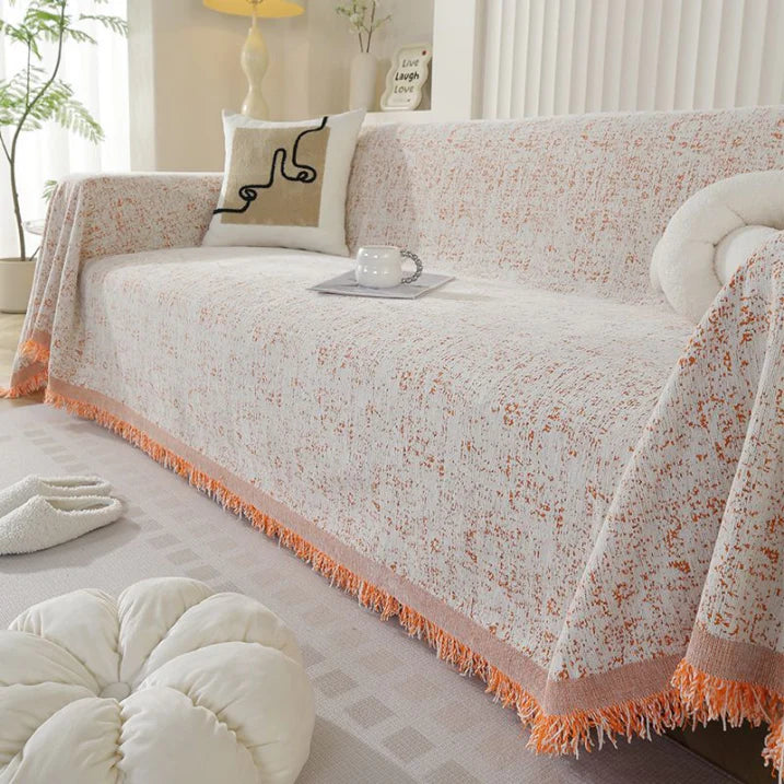 ChenilleEleganz: Copertura per divano in design jacquard con struttura spruzzata e comfort traspirante – per divano e soggiorno