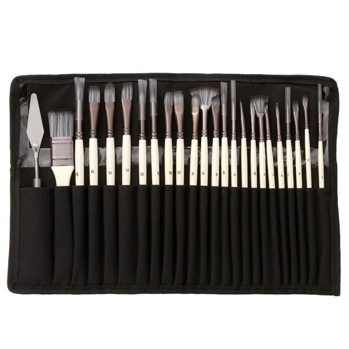 Set di pennelli 24 pezzi | Pennelli professionali con manico in legno | Acrilico, acquerello, olio &amp; gouache