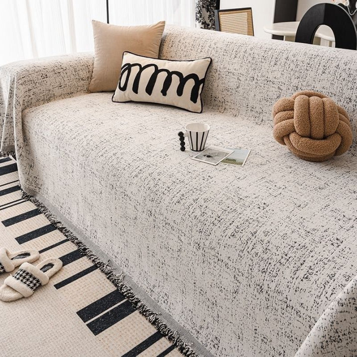 ChenilleEleganz: Copertura per divano in design jacquard con struttura spruzzata e comfort traspirante – per divano e soggiorno