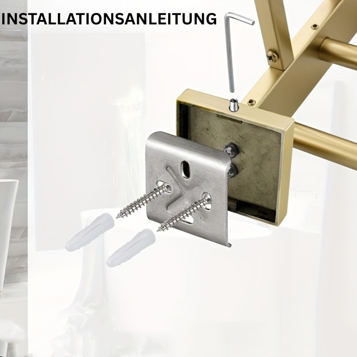 OberesRegal: Porta asciugamani per il bagno – supporto in metallo multifunzionale da parete con ripiano, decorativo e salvaspazio