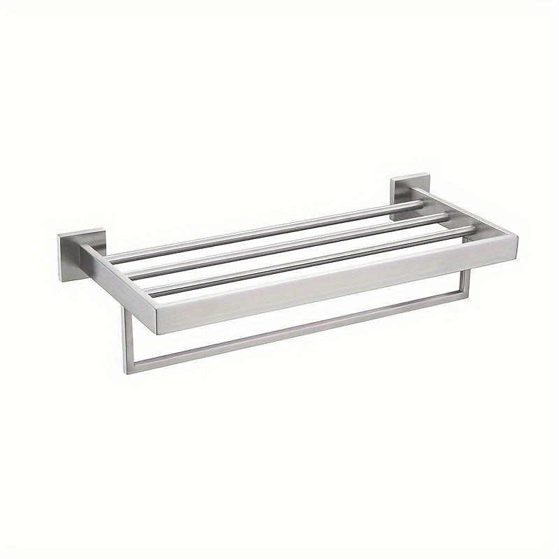 OberesRegal: Porta asciugamani per il bagno – supporto in metallo multifunzionale da parete con ripiano, decorativo e salvaspazio