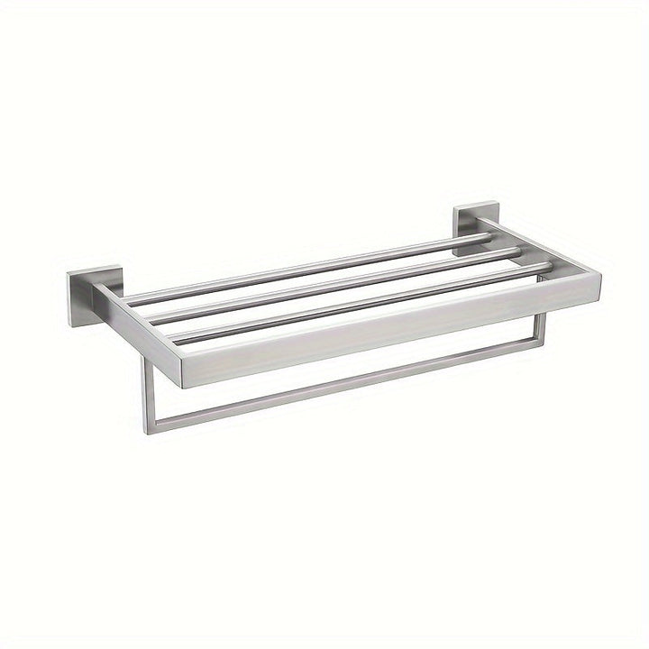 OberesRegal: Porta asciugamani per il bagno – supporto in metallo multifunzionale da parete con ripiano, decorativo e salvaspazio