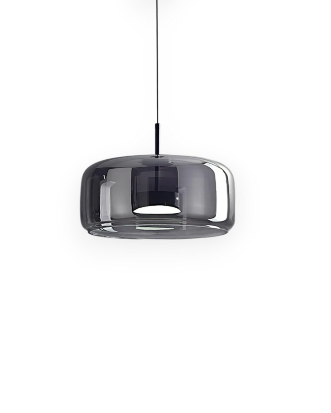 OmbraVetro: Lampada a sospensione di design in vetro fumé con luce LED bianco caldo – per soggiorno e zona pranzo
