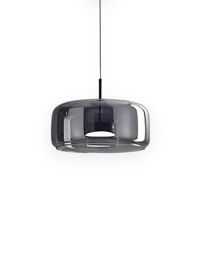 OmbraVetro: Lampada a sospensione di design in vetro fumé con luce LED bianco caldo – per soggiorno e zona pranzo