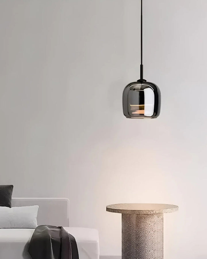 OmbraVetro: Lampada a sospensione di design in vetro fumé con luce LED bianco caldo – per soggiorno e zona pranzo