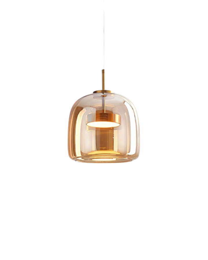 OmbraVetro: Lampada a sospensione di design in vetro fumé con luce LED bianco caldo – per soggiorno e zona pranzo