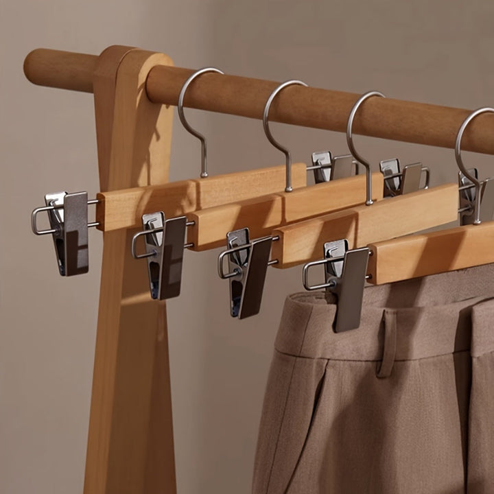 OrdnungPur: Appendini in legno con clip in metallo – di alta qualità, durevoli e pratici per pantaloni, gonne e accessori