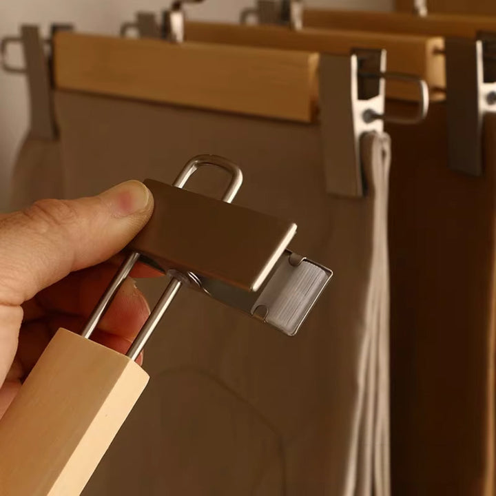 OrdnungPur: Appendini in legno con clip in metallo – di alta qualità, durevoli e pratici per pantaloni, gonne e accessori