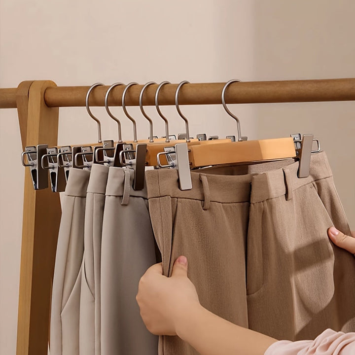 OrdnungPur: Appendini in legno con clip in metallo – di alta qualità, durevoli e pratici per pantaloni, gonne e accessori