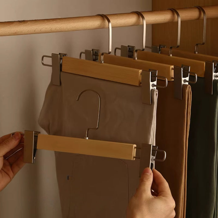 OrdnungPur: Appendini in legno con clip in metallo – di alta qualità, durevoli e pratici per pantaloni, gonne e accessori