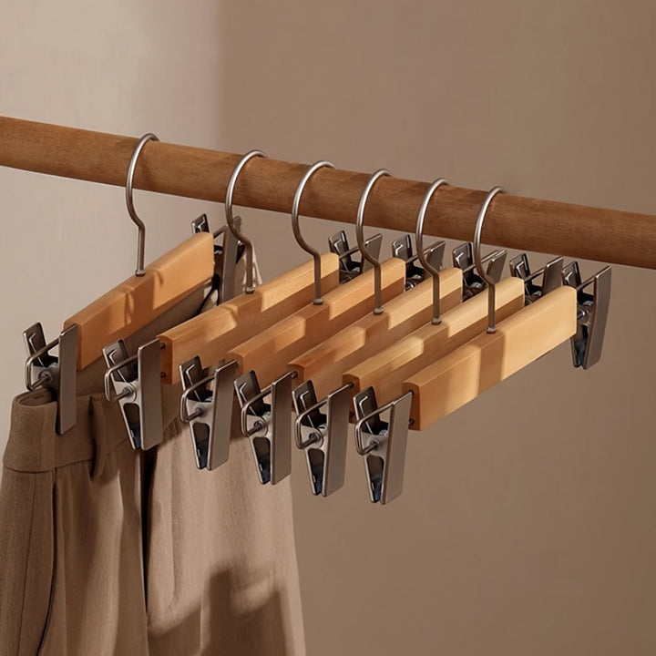 OrdnungPur: Appendini in legno con clip in metallo – di alta qualità, durevoli e pratici per pantaloni, gonne e accessori