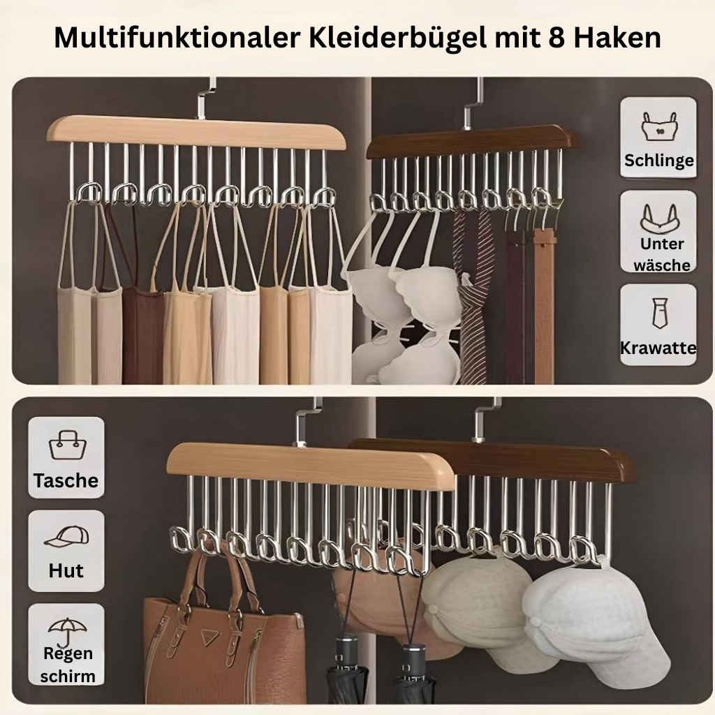 OrganisierenLinie: Appendini in acciaio inox e legno – robusti, girevoli e versatili per accessori e abbigliamento