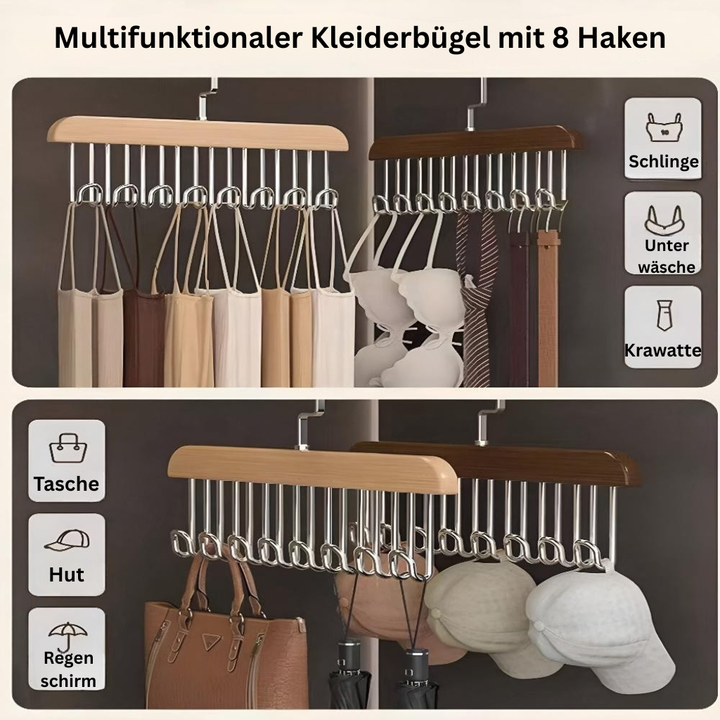 OrganisierenLinie: Appendini in acciaio inox e legno – robusti, girevoli e versatili per accessori e abbigliamento