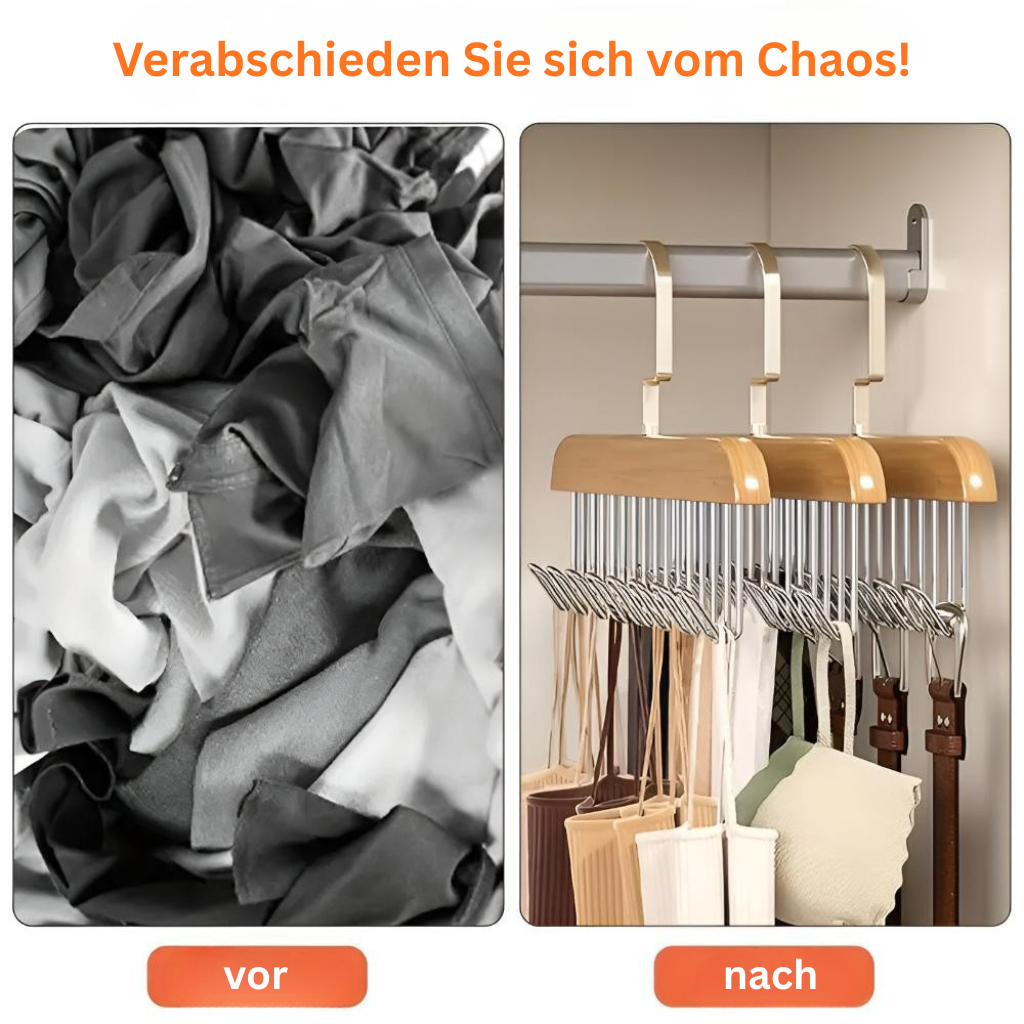 OrganisierenLinie: Appendini in acciaio inox e legno – robusti, girevoli e versatili per accessori e abbigliamento