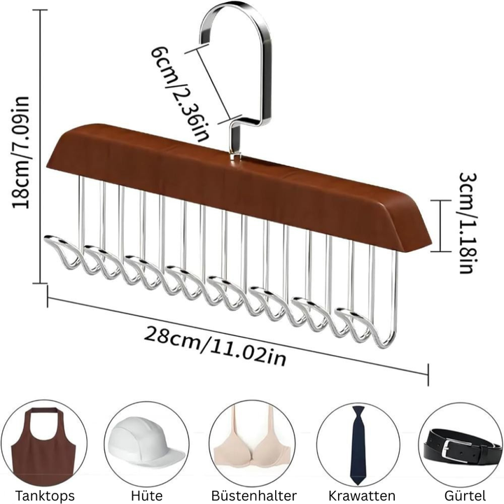 OrganisierenLinie: Appendini in acciaio inox e legno – robusti, girevoli e versatili per accessori e abbigliamento