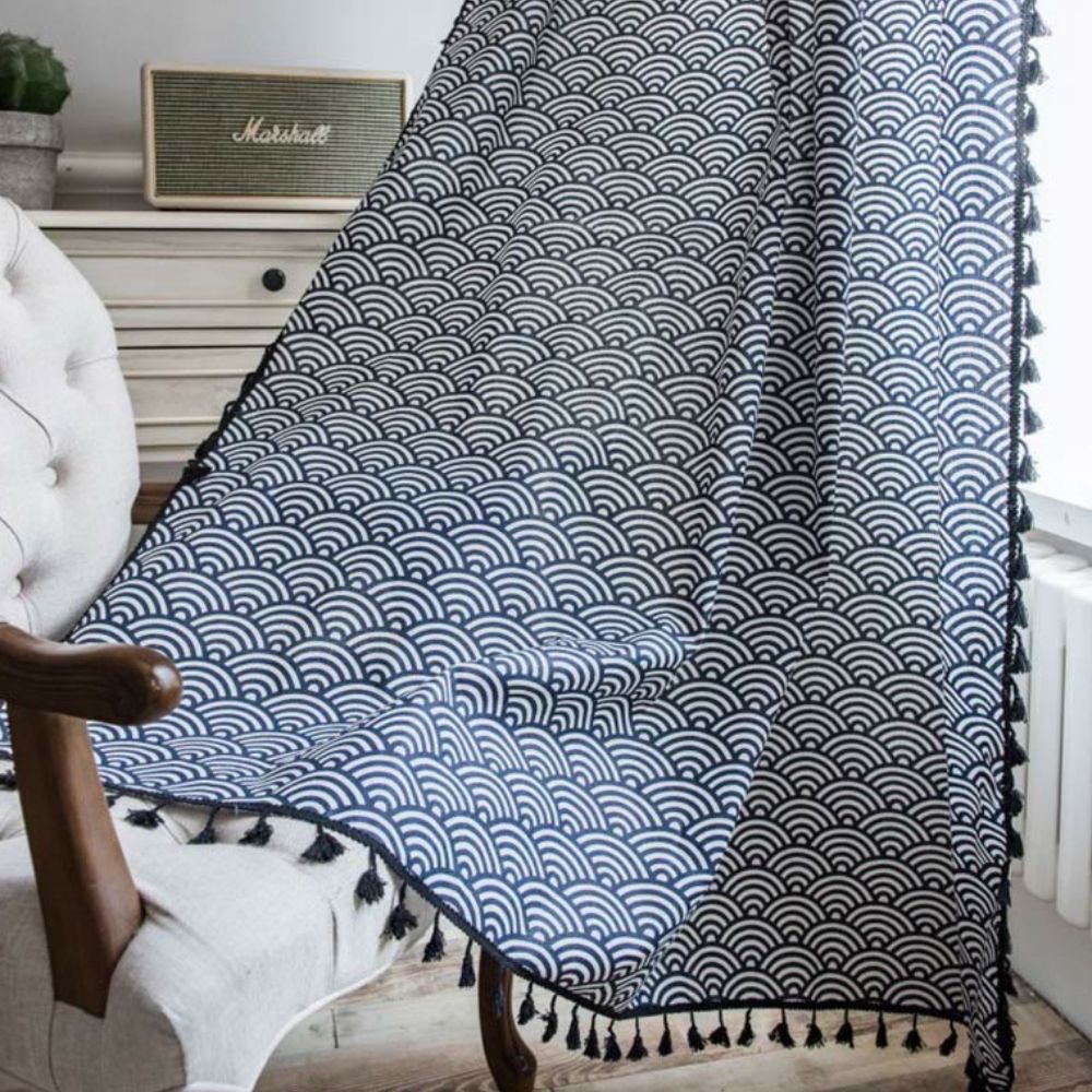 OzeanEleganz: Tenda in cotone con design a squame – elegante per aree notte e pranzo