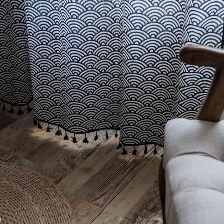 OzeanEleganz: Tenda in cotone con design a squame – elegante per aree notte e pranzo