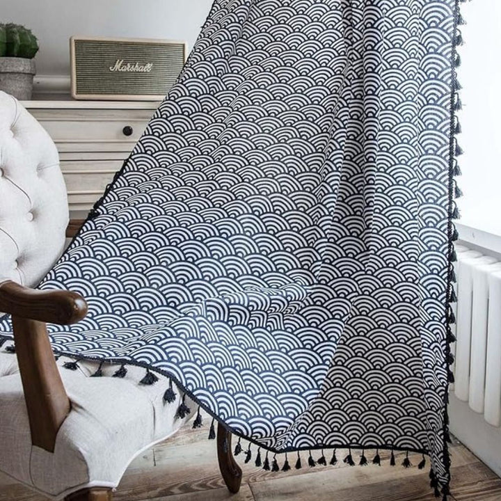 OzeanEleganz: Tenda in cotone con design a squame – elegante per aree notte e pranzo