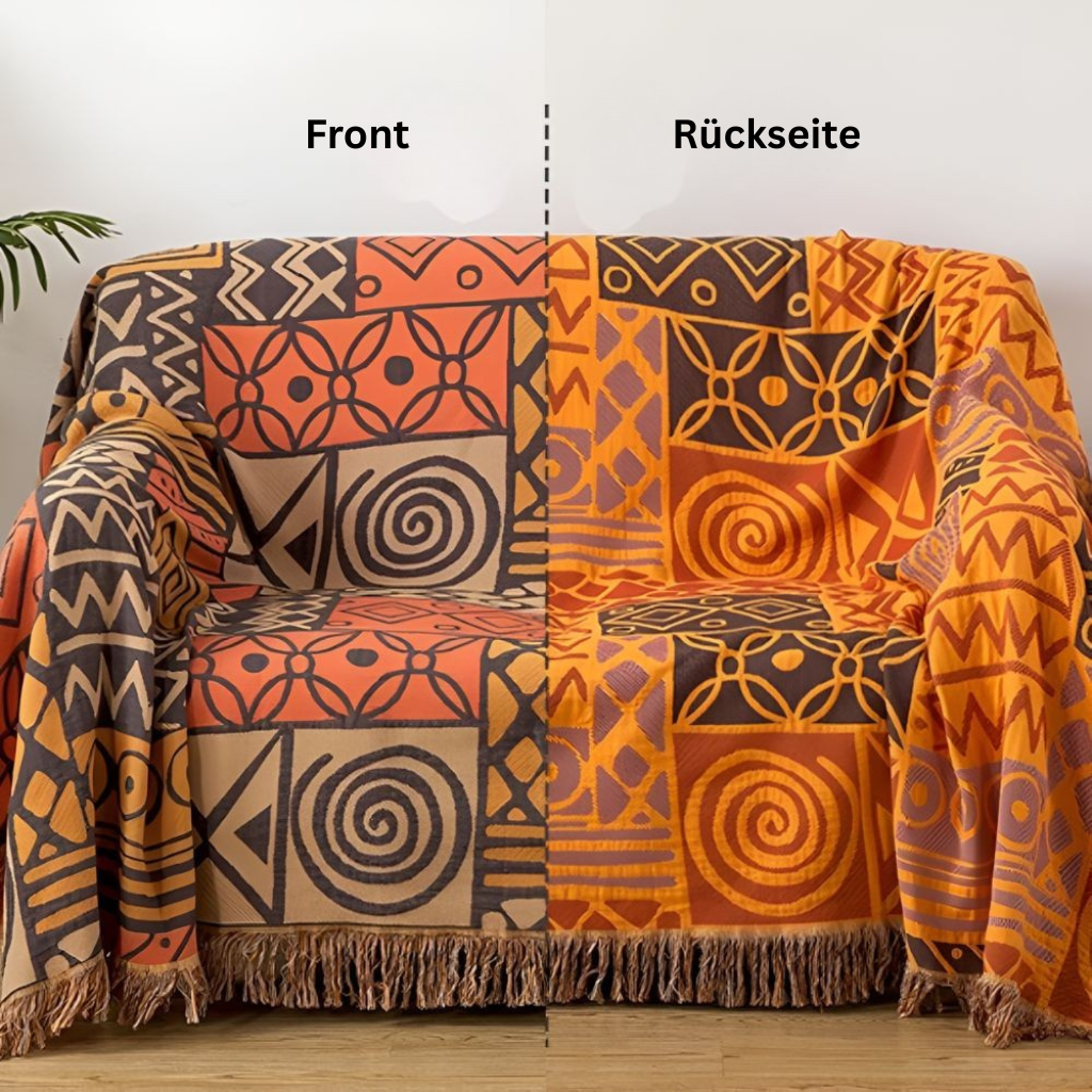 PatchworkFlair: Coperte in cotone con design tribale reversibile e look elegante – per camera da letto e soggiorno