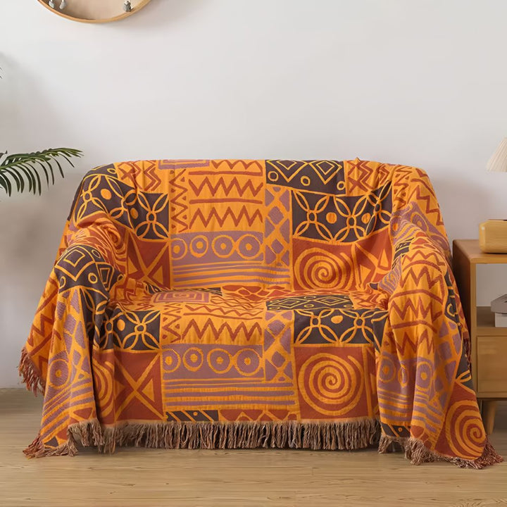 PatchworkFlair: Coperte in cotone con design tribale reversibile e look elegante – per camera da letto e soggiorno