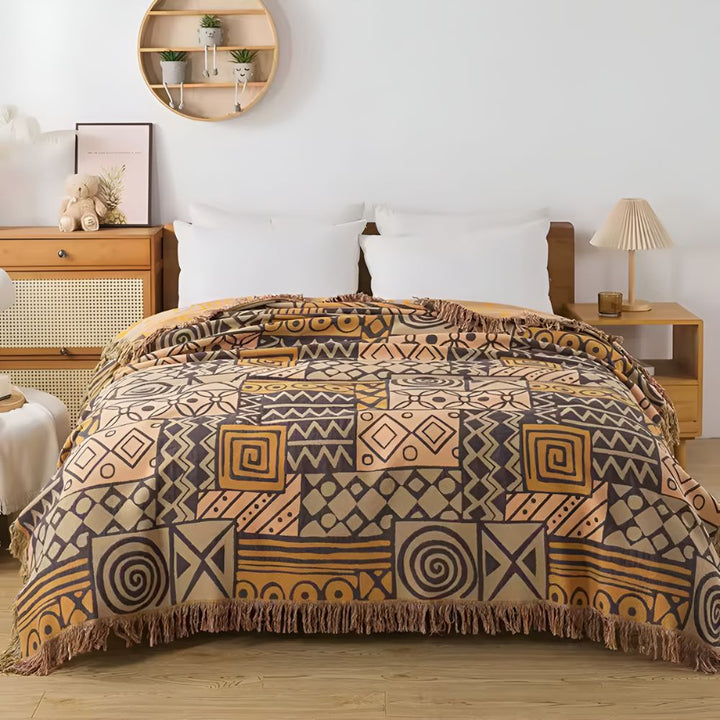 PatchworkFlair: Coperte in cotone con design tribale reversibile e look elegante – per camera da letto e soggiorno