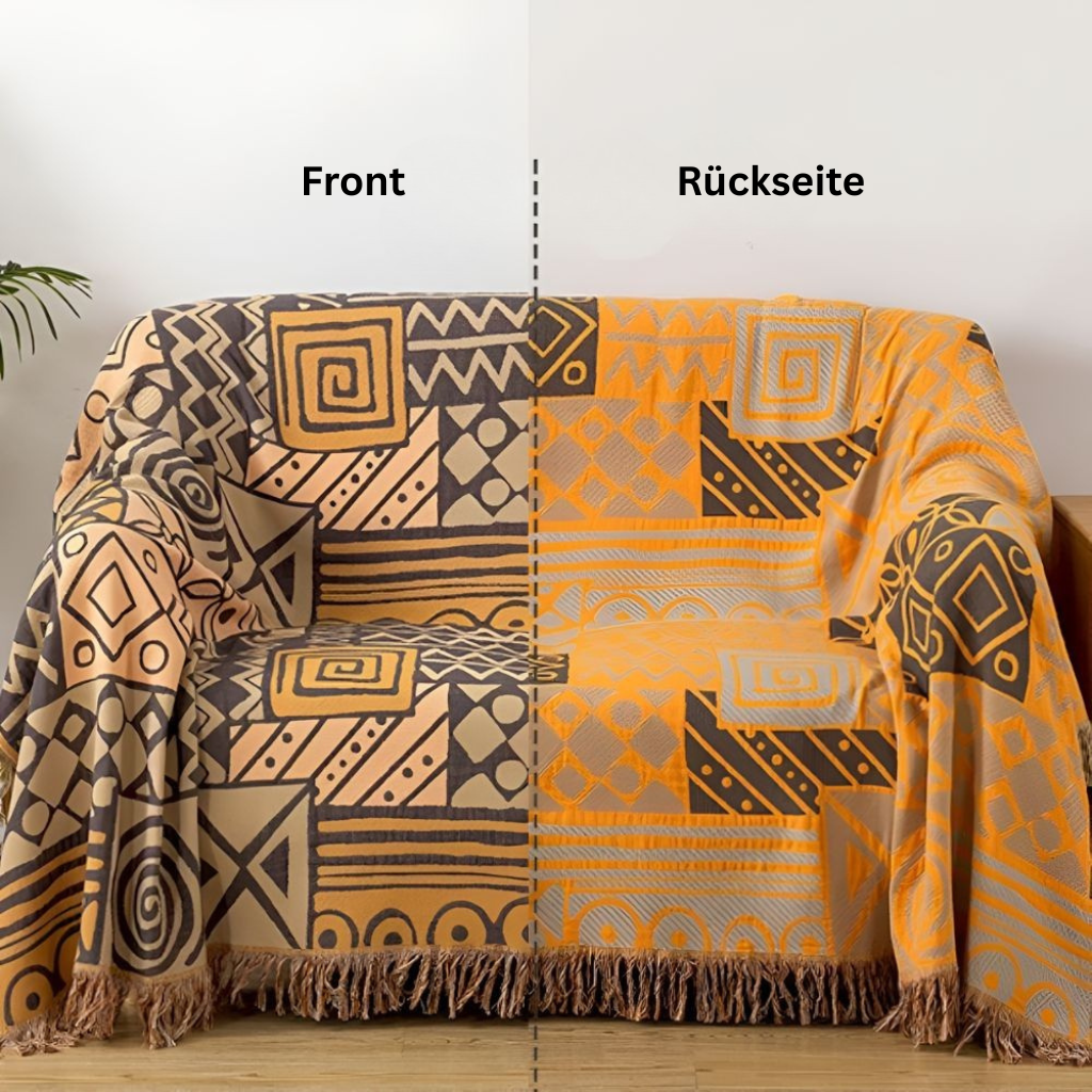 PatchworkFlair: Coperte in cotone con design tribale reversibile e look elegante – per camera da letto e soggiorno